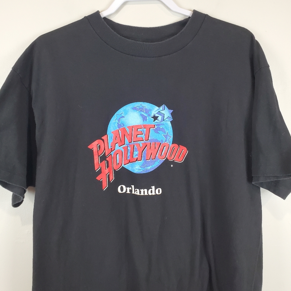 Vintage 90s Planet Hollywood Black T Shirt Size XL Cotton Single Stitch USA Made